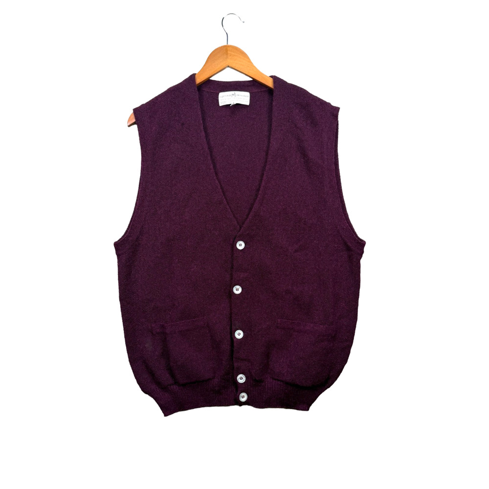 PERUVIAN CONNECTION BURGUNDY PLUM ALPACA CARDIGAN SWEATER VEST SIZE XL PERU